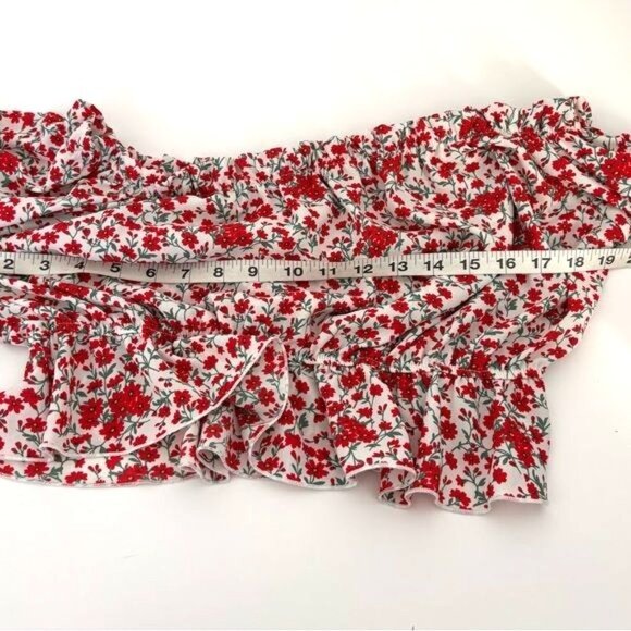 Fashion Nova Blouse XL Cropped Floral Puff Long Sleeve Boho Cottagecore Festival - Picture 7 of 12